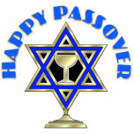 Happy Passover Fotobeeldje Ornament<br><div class="desc">Happy Passover toont de joodse ster van David en de wijnbeker klaar voor de gebeden en vier vragen.</div>