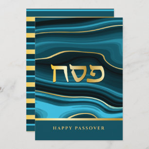 Happy Passover Hebreeuws Agate & Gold Holiday Kaar Feestdagenkaart