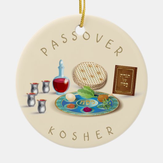 Happy Passover Holiday Kosher Pesach Seder Keramisch Ornament (Voorkant)