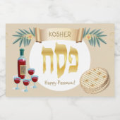 Happy Passover Holiday Kosher Pesach Seder Voedselcontainer Etiket (Enkel label)