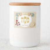 Happy Passover Holiday Kosher Pesach Seder Voedselcontainer Etiket (Voorkant)