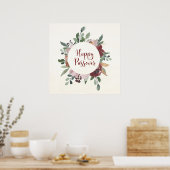 Happy Passover Jewish Holiday Floral Art Poster (Keuken)