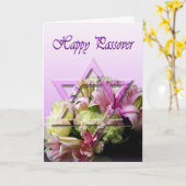 Happy Passover-kaart met ster van David en bloemen Kaart (Gele Bloem)