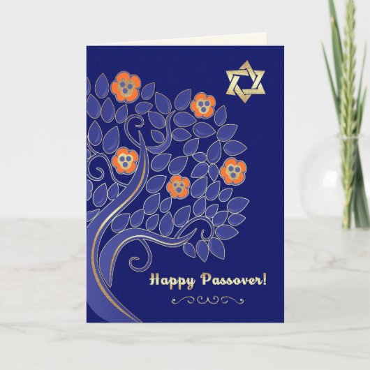 Happy Passover. Lentbloeiende boom Kaart (Voorkant)