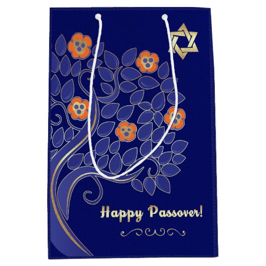 Happy Passover. Lentbloeiende boom Medium Cadeauzakje (Voorkant)