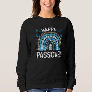 Happy Passover Leopard Print Rainbow Pesach Joods Trui
