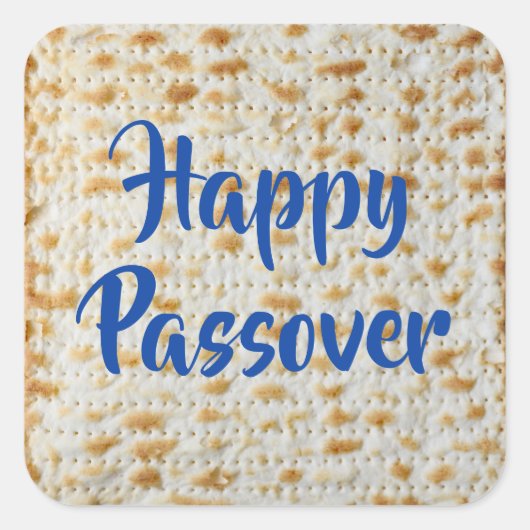 Happy Passover Matzah Vierkante Sticker (Voorkant)