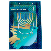 Happy Passover. Menorah en Peace Doves Medium Cadeauzakje (Achterkant)