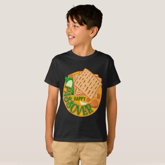 Happy Passover met Cute Matzo Jewish Holiday T-shirt (Voorkant volledig)