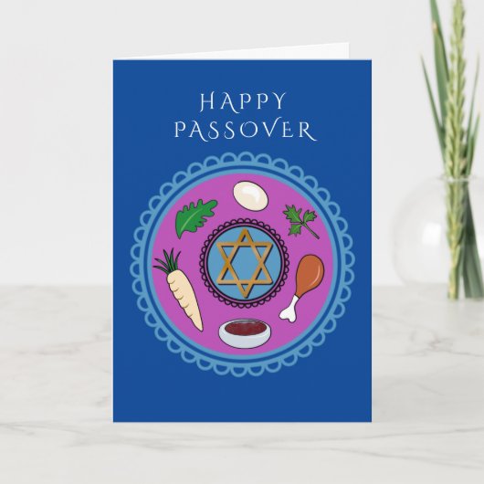 Happy Passover Pesach Seder bord Feestdagen Kaart (Voorkant)