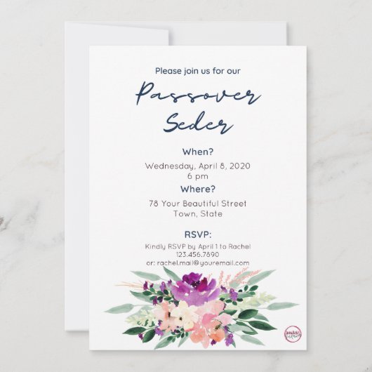 Happy Passover - Pesach Seder CUSTOM-uitnodiging Bedankkaart (Achterkant)