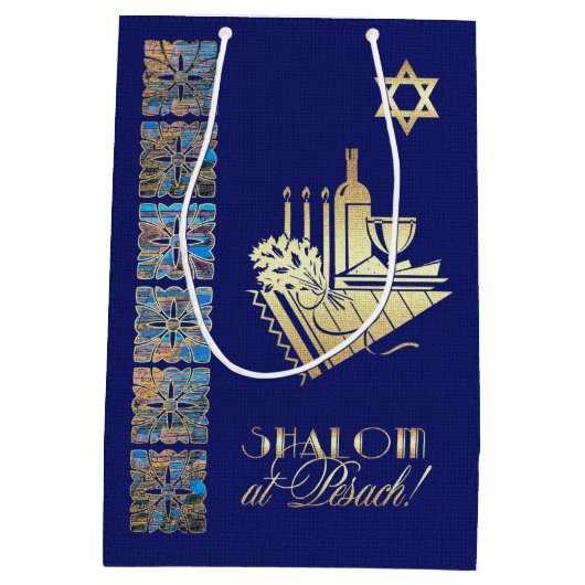 Happy Passover. Seder Table Pictogram Medium Cadeauzakje (Achterkant)