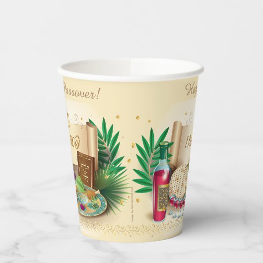Happy Passover Spring Pesach Seder Decor Papieren Bekers (Links)