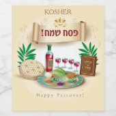 Happy Passover Spring Pesach Seder Wijn Etiket (Enkel label)