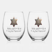 Happy Passover Star of David Wijnglas Zonder Voet (Achterkant)
