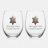 Happy Passover Star of David Wijnglas Zonder Voet (Voorkant)