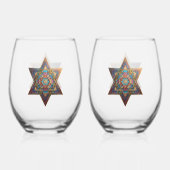Happy Passover Star of David Wijnglas Zonder Voet (Achterkant)