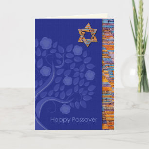 Happy Passover. Ster van David en een lentesboom Kaart