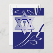 Happy Passover. Ster van David en Kiddush Briefkaart (Voorkant / Achterkant)