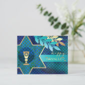Happy Passover. Ster van David en Kiddush Cup Briefkaart (Staand voorkant)