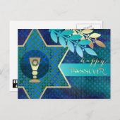 Happy Passover. Ster van David en Kiddush Cup Briefkaart (Voorkant / Achterkant)