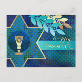 Happy Passover. Ster van David en Kiddush Cup Briefkaart