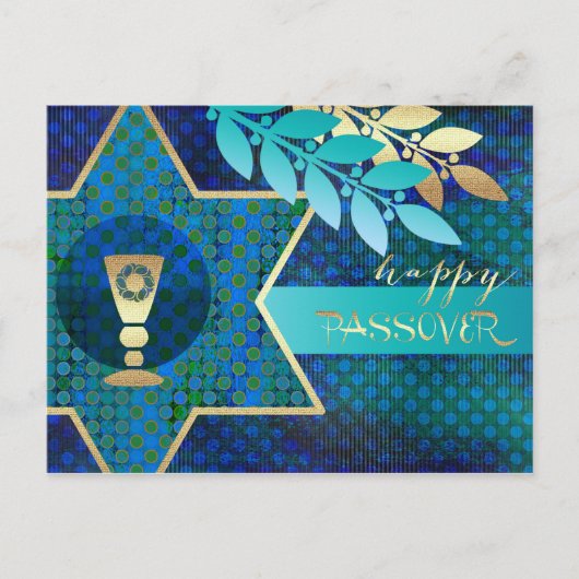 Happy Passover. Ster van David en Kiddush Cup Briefkaart (Voorkant)