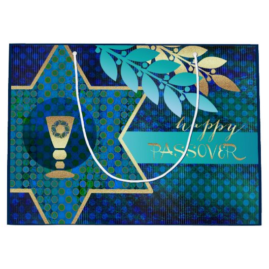 Happy Passover. Ster van David en Kiddush Cup Groot Cadeauzakje (Voorkant)