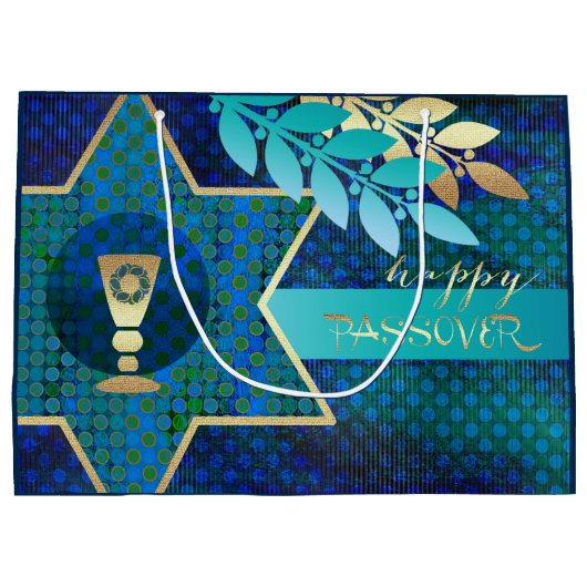Happy Passover. Ster van David en Kiddush Cup Groot Cadeauzakje (Achterkant)