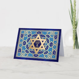 Happy Passover. Ster van David en Kiddush Cup Kaar Kaart