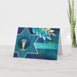 Happy Passover. Ster van David en Kiddush Cup Kaart