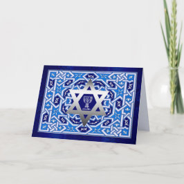 Happy Passover. Ster van David en Kiddush Cup Kaart