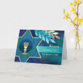 Happy Passover. Ster van David en Kiddush Cup Kaart (Gele Bloem)