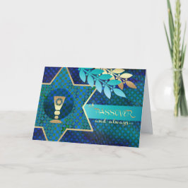 Happy Passover. Ster van David en Kiddush Cup Kaart