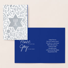Happy Passover. Ster van David en Kiddush Folie Kaarten