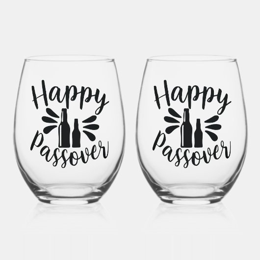 Happy Passover Wijnglas Zonder Voet (Voorkant)
