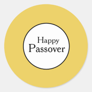 Happy Passover Yellow White Round Sticker