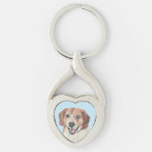 Happy Pastel Beagle Heart Sleutelhanger (Voorkant)