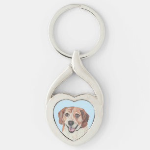 Happy Pastel Beagle Heart Sleutelhanger