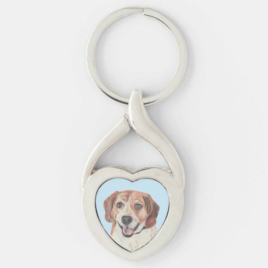 Happy Pastel Beagle Heart Sleutelhanger (Voorkant)