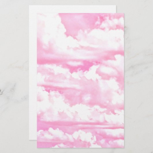 Happy Pastel roze wolken Briefpapier (Voorkant / Achterkant)