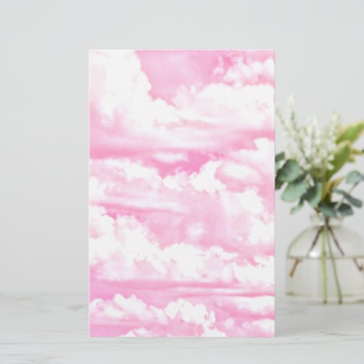 Happy Pastel roze wolken Briefpapier (Staand voorkant)