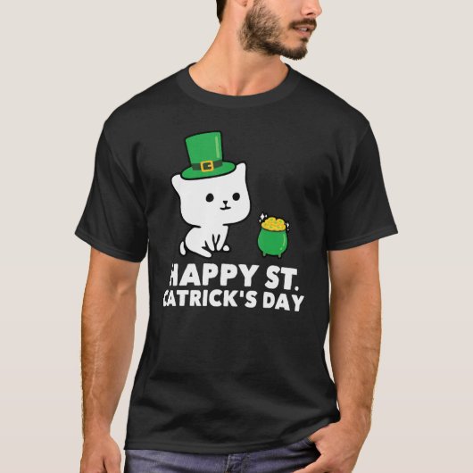 Happy Patrick S Day Cute Cat Cat Matching T-shirt (Voorkant)