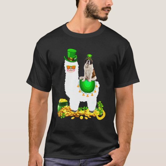 Happy Patrick S Day Leprechaun St Bernard Riding L T-shirt (Voorkant)