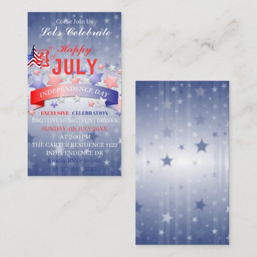 Happy Patriotic op 4 juli onafhankelijkheidsdag  Informatiekaartje (Voorkant / Achterkant)