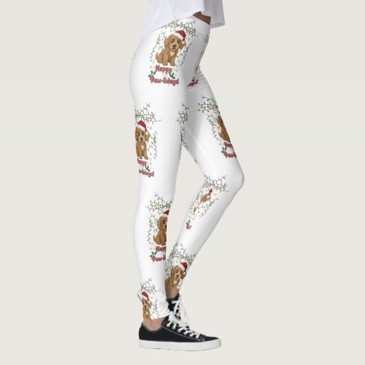 Happy Paw-lidays Christmas Cockapoo Design Leggings (Rechts)