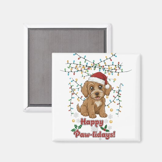Happy Paw-lidays Christmas Cockapoo Magnet (Voorkant / Achterkant)
