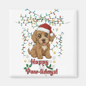 Happy Paw-lidays Christmas Cockapoo Magnet (Voorkant)