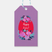 Happy Pawaterverf floral red egg Cadeaulabel (Voorkant)