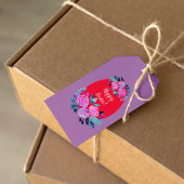 Happy Pawaterverf floral red egg Cadeaulabel
